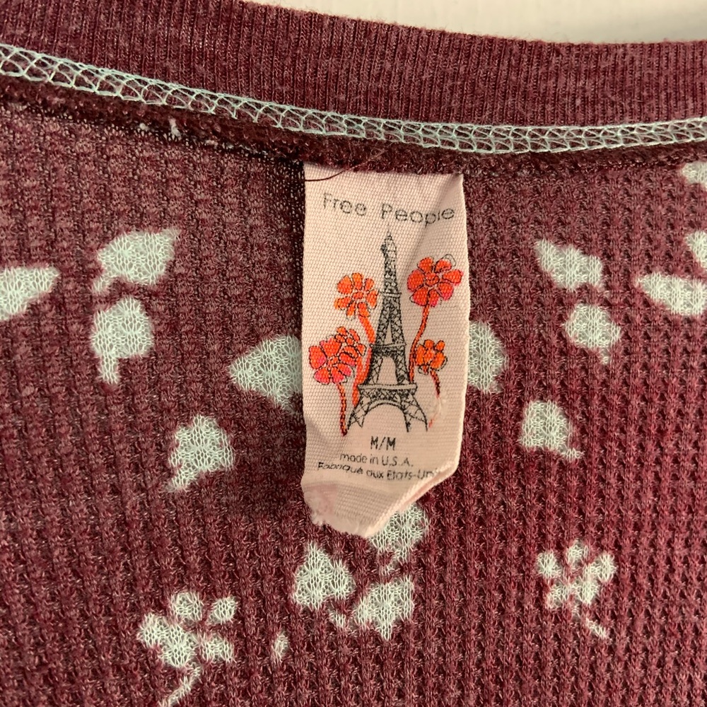Free People Mauve Light Blue Floral Thermal Tunic - Picture 3 of 3